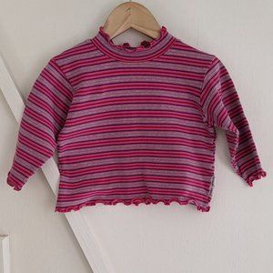 Vintage - Please Mum- Pink Stripe Top - Size 24 Mo